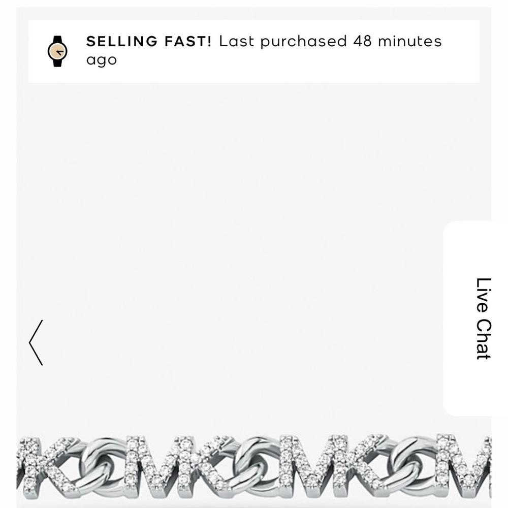 MICHAEL KORS 14K Platinum Plated Pave Logo Chain Link Necklace - Picture 3 of 5